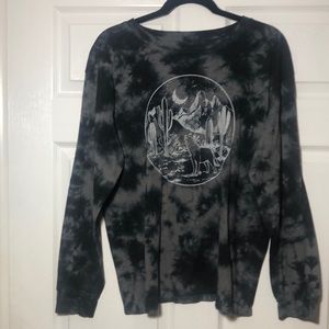 Black and gray tie dye long sleeve T